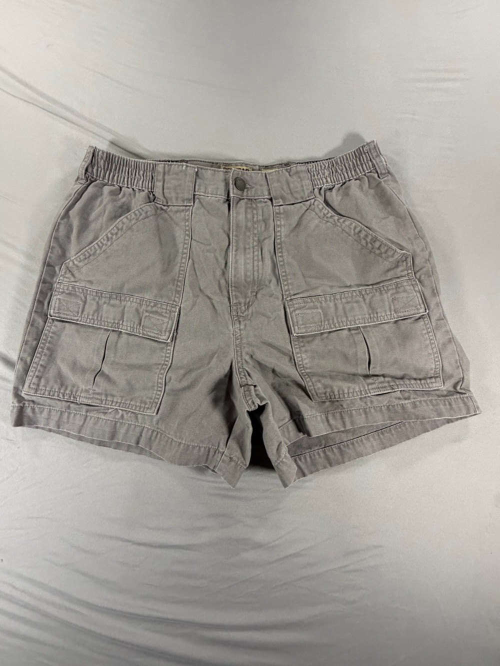 RedHead Men's Cargo Shorts Gray Cotton Flat Front Elastic Waist Pockets Size 36